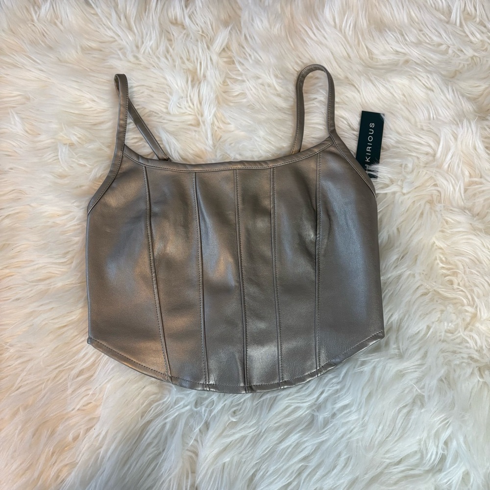 NWT Silver Corset Tank Top